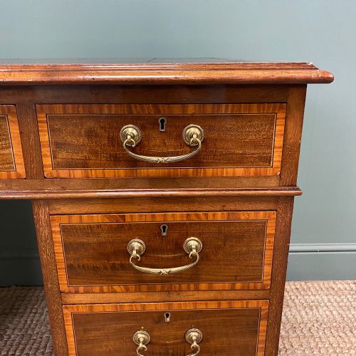 LARGE INLAID MAHOGANY VICTORIAN ANTIQUE PEDESTAL DESK - ADDITIONAL PHOTO 6