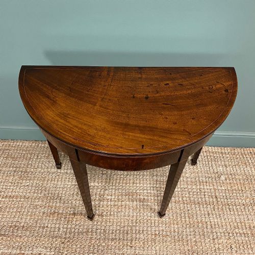 REGENCY MAHOGANY D END DEMI LUNE ANTIQUE CARD TABLE GAMES TABLE - ADDITIONAL PHOTO 2