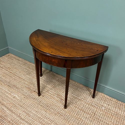 REGENCY MAHOGANY D END DEMI LUNE ANTIQUE CARD TABLE GAMES TABLE - ADDITIONAL PHOTO 3