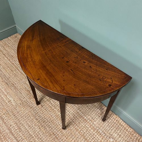 REGENCY MAHOGANY D END DEMI LUNE ANTIQUE CARD TABLE GAMES TABLE - ADDITIONAL PHOTO 5