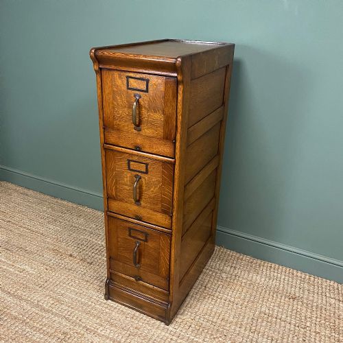 UNUSUAL EDWARDIAN OAK ANTIQUE FILING CABINET - ADDITIONAL PHOTO 2