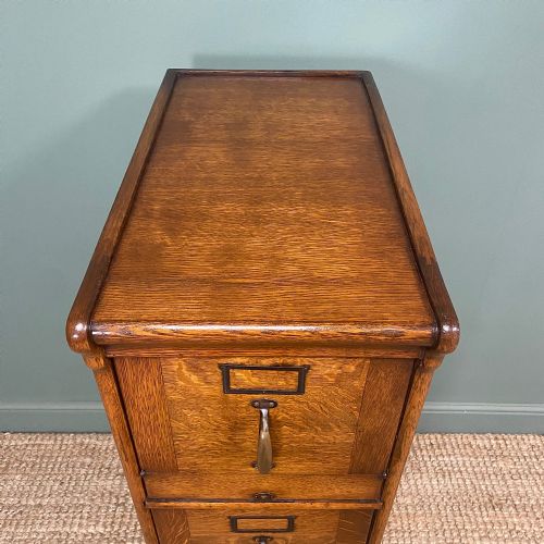 UNUSUAL EDWARDIAN OAK ANTIQUE FILING CABINET - ADDITIONAL PHOTO 5