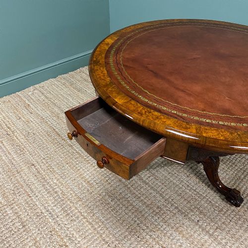 UNUSUAL VICTORIAN BURR WALNUT ANTIQUE DRUM TABLE - ADDITIONAL PHOTO 8