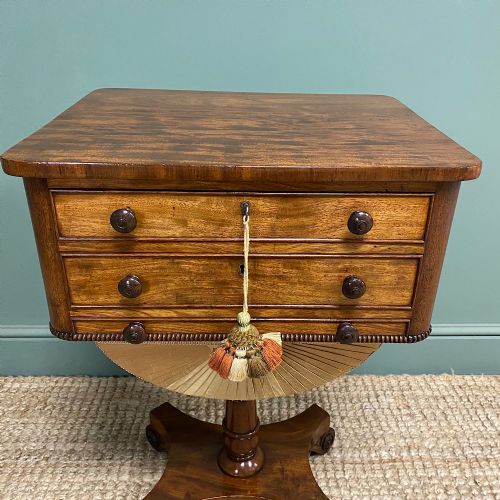 ELEGANT VICTORIAN MAHOGANY ANTIQUE WORKBOX SIDE TABLE - ADDITIONAL PHOTO 4