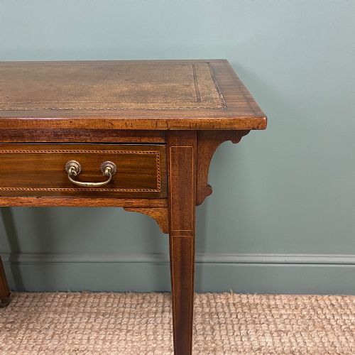 ELEGANT MAPLE CO QUALITY EDWARDIAN MAHOGANY INLAID ANTIQUE WRITING TABLE - ADDITIONAL PHOTO 2
