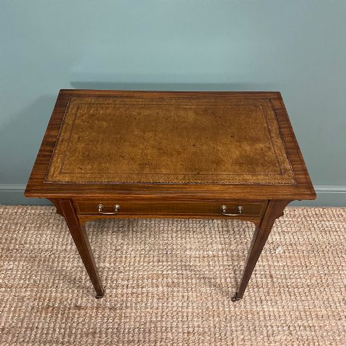 ELEGANT MAPLE CO QUALITY EDWARDIAN MAHOGANY INLAID ANTIQUE WRITING TABLE - ADDITIONAL PHOTO 4
