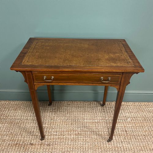 ELEGANT MAPLE CO QUALITY EDWARDIAN MAHOGANY INLAID ANTIQUE WRITING TABLE - ADDITIONAL PHOTO 6
