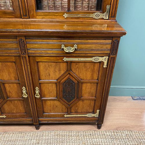 OUTSTANDING VICTORIAN WALNUT ANTIQUE LIBRARY BOOKCASE BY MAPLE CO - ADDITIONAL PHOTO 2