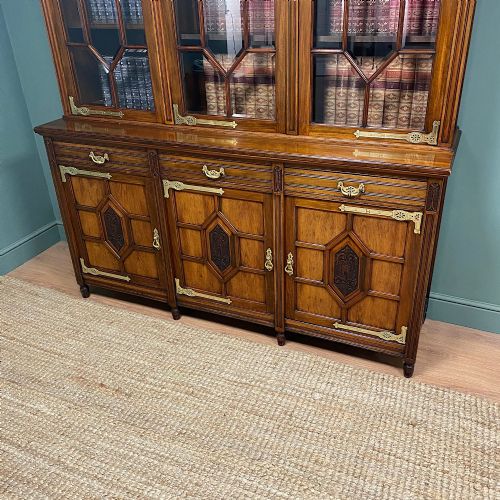 OUTSTANDING VICTORIAN WALNUT ANTIQUE LIBRARY BOOKCASE BY MAPLE CO - ADDITIONAL PHOTO 5
