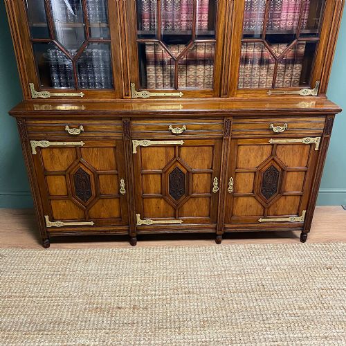 OUTSTANDING VICTORIAN WALNUT ANTIQUE LIBRARY BOOKCASE BY MAPLE CO - ADDITIONAL PHOTO 6
