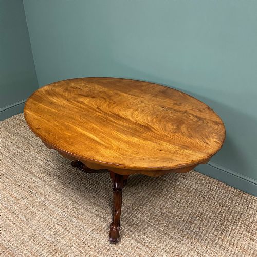 BEAUTIFULLY FIGURED VICTORIAN MAHOGANY OVAL ANTIQUE DINING TABLE - ADDITIONAL PHOTO 7