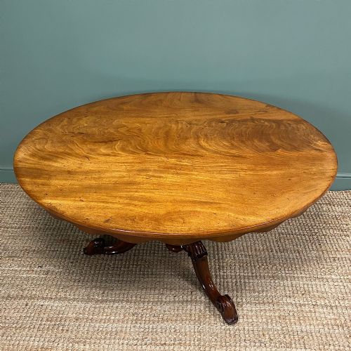 BEAUTIFULLY FIGURED VICTORIAN MAHOGANY OVAL ANTIQUE DINING TABLE - ADDITIONAL PHOTO 8