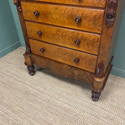 SPECTACULAR HUGE SCOTTISH FLAMED MAHOGANY ANTIQUE VICTORIAN CHEST OF DRAWERS - ADDITIONAL PHOTO 4