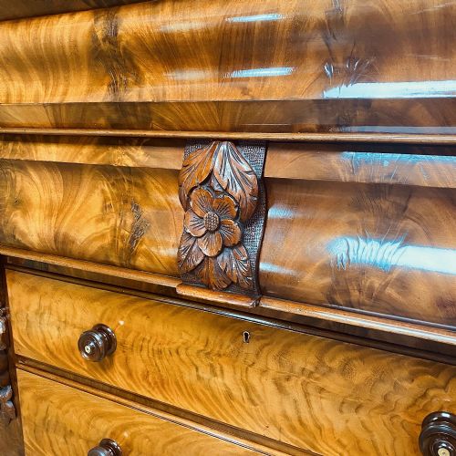 SPECTACULAR HUGE SCOTTISH FLAMED MAHOGANY ANTIQUE VICTORIAN CHEST OF DRAWERS - ADDITIONAL PHOTO 5