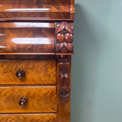 SPECTACULAR HUGE SCOTTISH FLAMED MAHOGANY ANTIQUE VICTORIAN CHEST OF DRAWERS - ADDITIONAL PHOTO 6