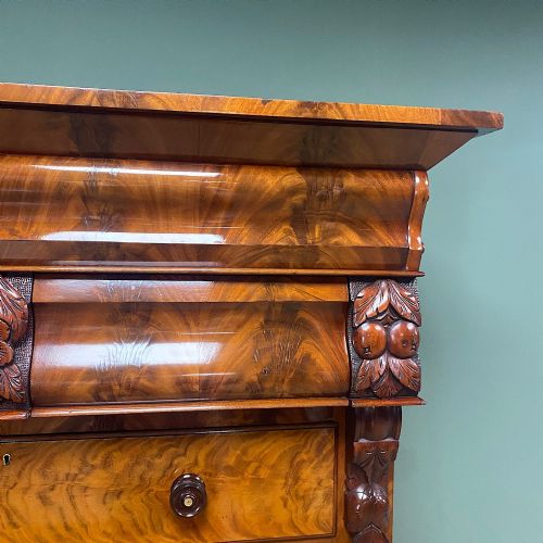 SPECTACULAR HUGE SCOTTISH FLAMED MAHOGANY ANTIQUE VICTORIAN CHEST OF DRAWERS - ADDITIONAL PHOTO 8