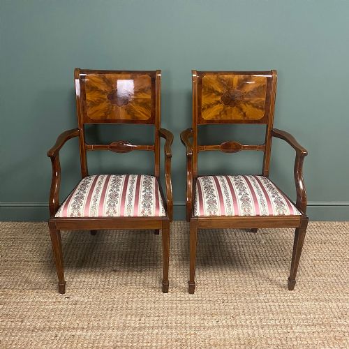 outstanding quality pair of edwardian inlaid antique chairs - CATEGORY: ANTIQUE CHAIRS - DATED EDWARDIAN