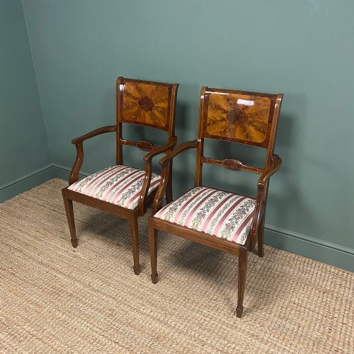 OUTSTANDING QUALITY PAIR OF EDWARDIAN INLAID ANTIQUE CHAIRS - ADDITIONAL PHOTO 2