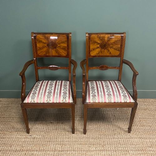 OUTSTANDING QUALITY PAIR OF EDWARDIAN INLAID ANTIQUE CHAIRS - ADDITIONAL PHOTO 6