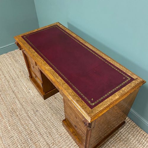 QUALITY VICTORIAN POLLARD OAK ANTIQUE PEDESTAL DESK - ADDITIONAL PHOTO 2