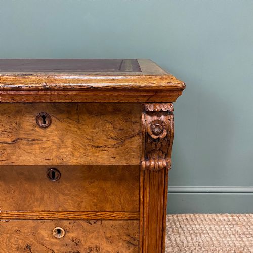 QUALITY VICTORIAN POLLARD OAK ANTIQUE PEDESTAL DESK - ADDITIONAL PHOTO 9