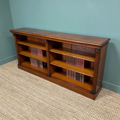 QUALITY ANTIQUE VICTORIAN MAHOGANY DOUBLE OPEN BOOKCASE - ADDITIONAL PHOTO 2