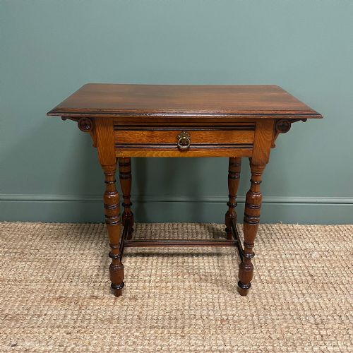quality victorian walnut arts crafts antique side writing table - CATEGORY: ANTIQUE TABLES - DATED VICTORIAN