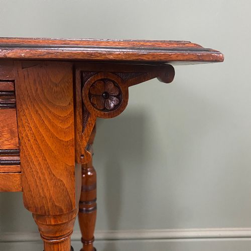 QUALITY VICTORIAN WALNUT ARTS CRAFTS ANTIQUE SIDE WRITING TABLE - ADDITIONAL PHOTO 3