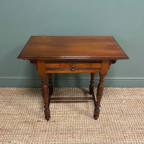 QUALITY VICTORIAN WALNUT ARTS CRAFTS ANTIQUE SIDE WRITING TABLE - ADDITIONAL PHOTO 7