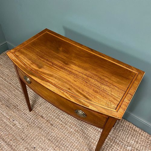 STUNNING VICTORIAN MAHOGANY BOW FRONTED ANTIQUE WRITING TABLE - ADDITIONAL PHOTO 1