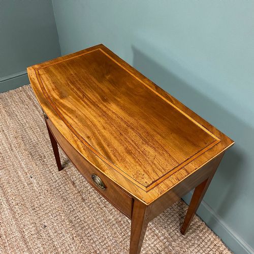 STUNNING VICTORIAN MAHOGANY BOW FRONTED ANTIQUE WRITING TABLE - ADDITIONAL PHOTO 3