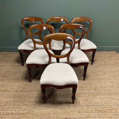 Set of 6 Victorian Mahogany Antique Balloon Back Chairs
