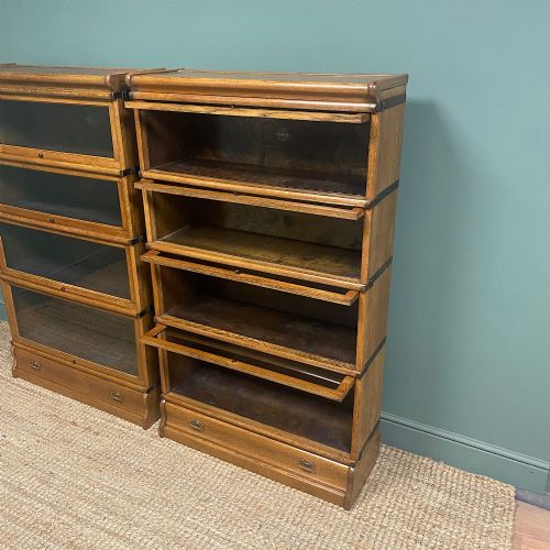UNUSUAL PAIR OF OAK GLOBE WERNICKE ANTIQUE BOOKCASES - ADDITIONAL PHOTO 3