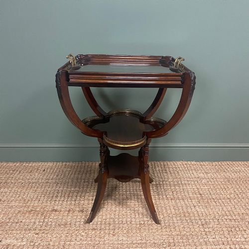 QUALITY VICTORIAN WALNUT ANTIQUE TRAY TOP TABLE - ADDITIONAL PHOTO 6