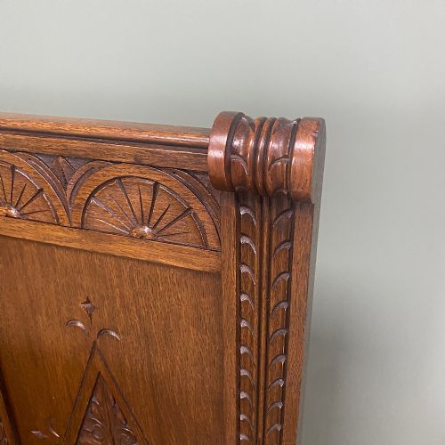 QUALITY EDWARDIAN OAK ANTIQUE BENCH - ADDITIONAL PHOTO 2