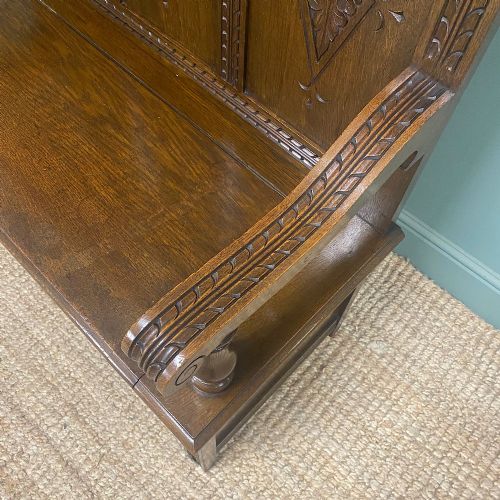 QUALITY EDWARDIAN OAK ANTIQUE BENCH - ADDITIONAL PHOTO 3