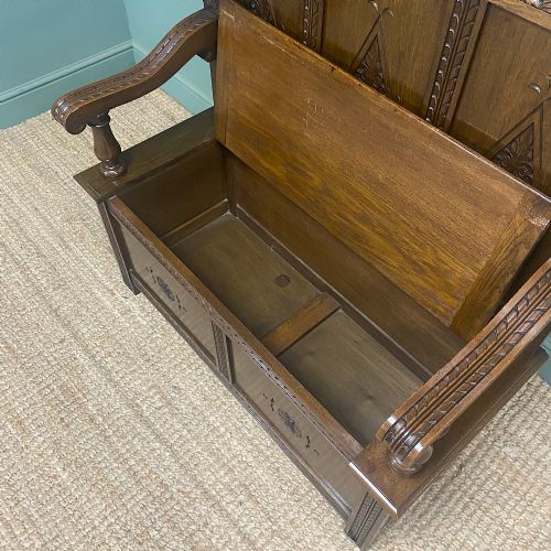 QUALITY EDWARDIAN OAK ANTIQUE BENCH - ADDITIONAL PHOTO 5