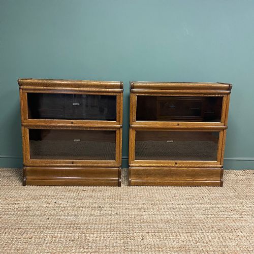 pair of globe wernicke low oak antique bookcases - CATEGORY: ANTIQUE BOOKCASES - DATED 1910