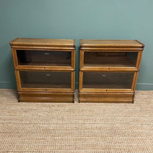 PAIR OF GLOBE WERNICKE LOW OAK ANTIQUE BOOKCASES - ADDITIONAL PHOTO 1