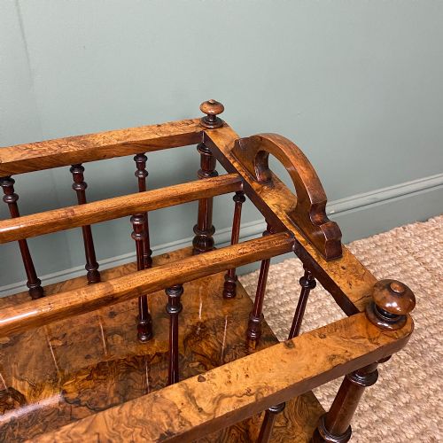 SPECTACULAR VICTORIAN FIGURED WALNUT ANTIQUE CANTERBURY - ADDITIONAL PHOTO 3