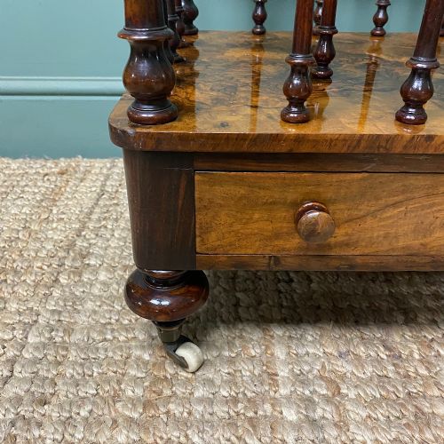 SPECTACULAR VICTORIAN FIGURED WALNUT ANTIQUE CANTERBURY - ADDITIONAL PHOTO 6