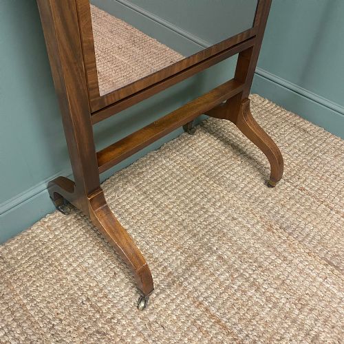 ELEGANT REGENCY MAHOGANY ANTIQUE CHEVAL MIRROR - ADDITIONAL PHOTO 3