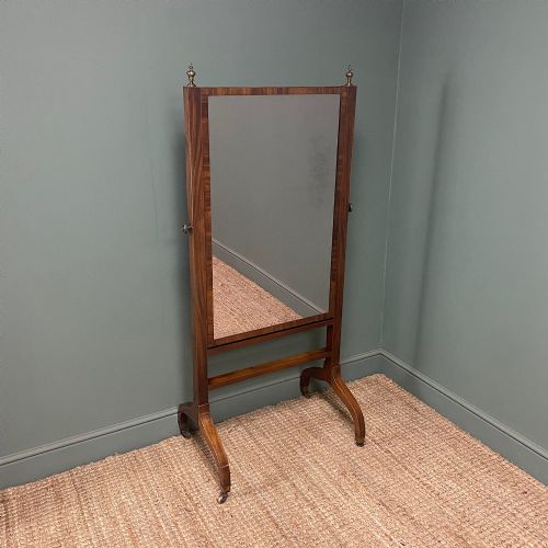ELEGANT REGENCY MAHOGANY ANTIQUE CHEVAL MIRROR - ADDITIONAL PHOTO 5