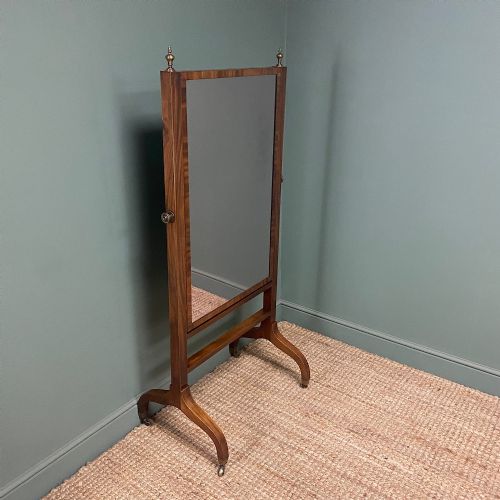 ELEGANT REGENCY MAHOGANY ANTIQUE CHEVAL MIRROR - ADDITIONAL PHOTO 7