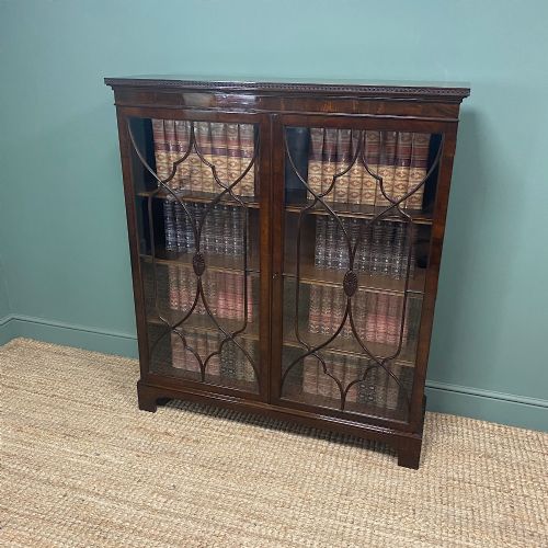 QUALITY EDWARDIAN MAHOGANY GLAZED ANTIQUE BOOKCASE - ADDITIONAL PHOTO 2