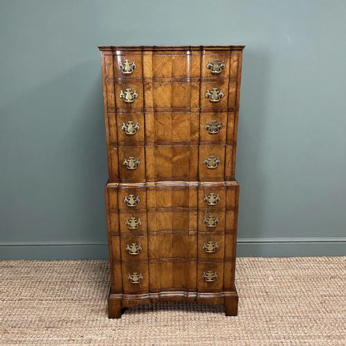 spectacular edwardian walnut antique chest - CATEGORY: ANTIQUE CHEST OF DRAWERS - DATED EDWARDIAN
