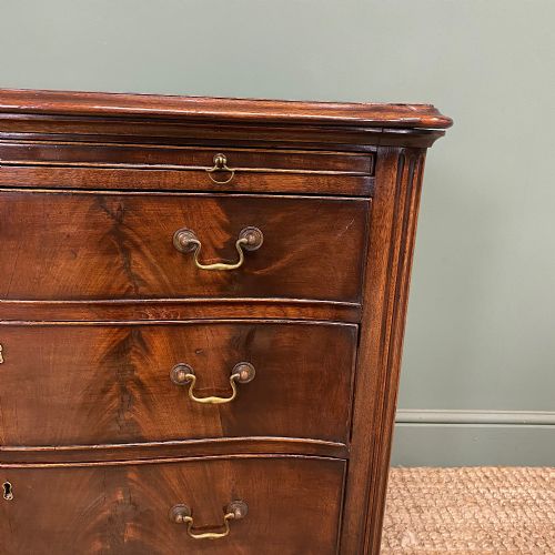 VICTORIAN MAHOGANY SERPENTINE FRONT ANTIQUE CHEST OF DRAWERS - ADDITIONAL PHOTO 4