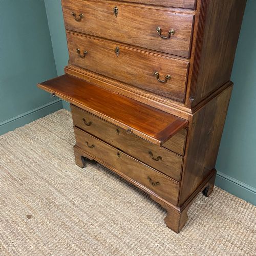 SPECTACULAR GEORGIAN FIGURED MAHOGANY ANTIQUE CHEST ON CHEST - ADDITIONAL PHOTO 3