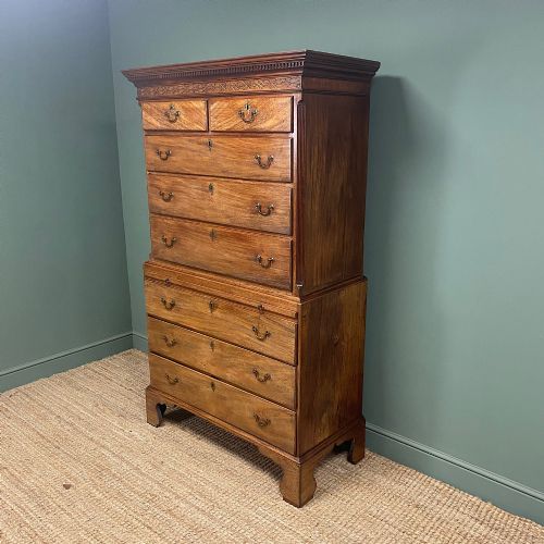 SPECTACULAR GEORGIAN FIGURED MAHOGANY ANTIQUE CHEST ON CHEST - ADDITIONAL PHOTO 4