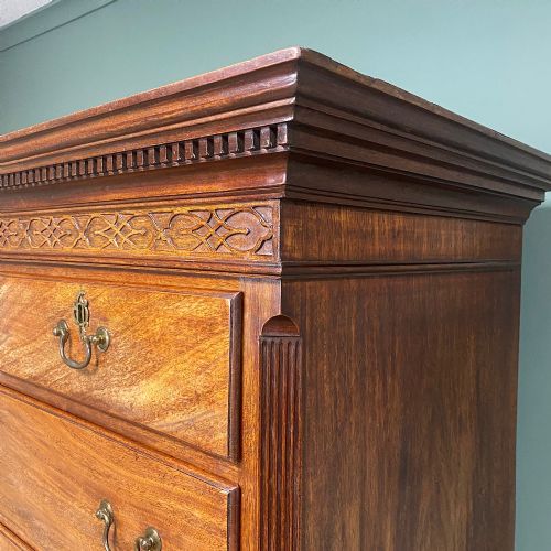 SPECTACULAR GEORGIAN FIGURED MAHOGANY ANTIQUE CHEST ON CHEST - ADDITIONAL PHOTO 5